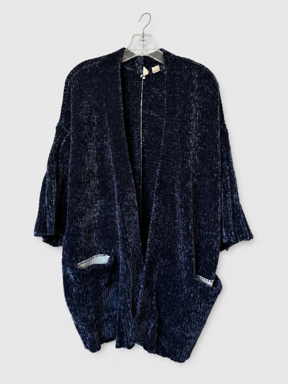 Anthropologie Moth Chenille Cardigan XS Blue Cozy Soft Open Front Sweater